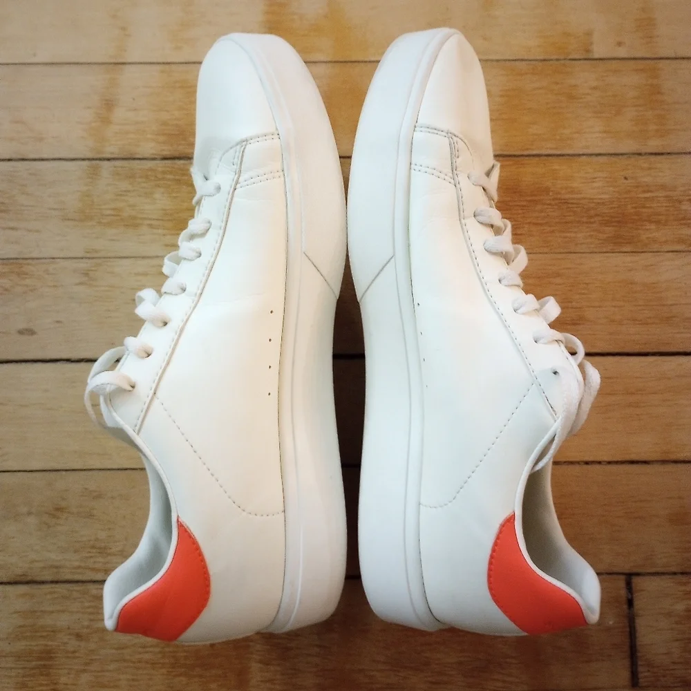 Skechers Eden LX Court Classics Off White With Coral Pink + Teal Accents Size 10